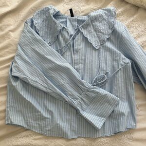 COPY - H&M Poplin Blouse with Peter Pan Collar